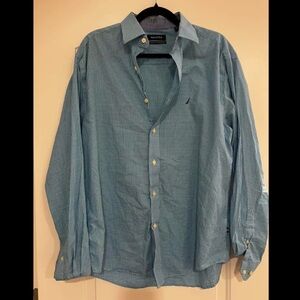 Blue gingham Nautical classic fit long sleeve button down. Size 15 1/2 - 34/35.